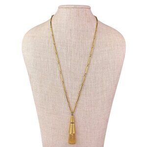 Monet Womens Gold Tone Metal Long Bar Pendant Necklace Vintage Jewelry